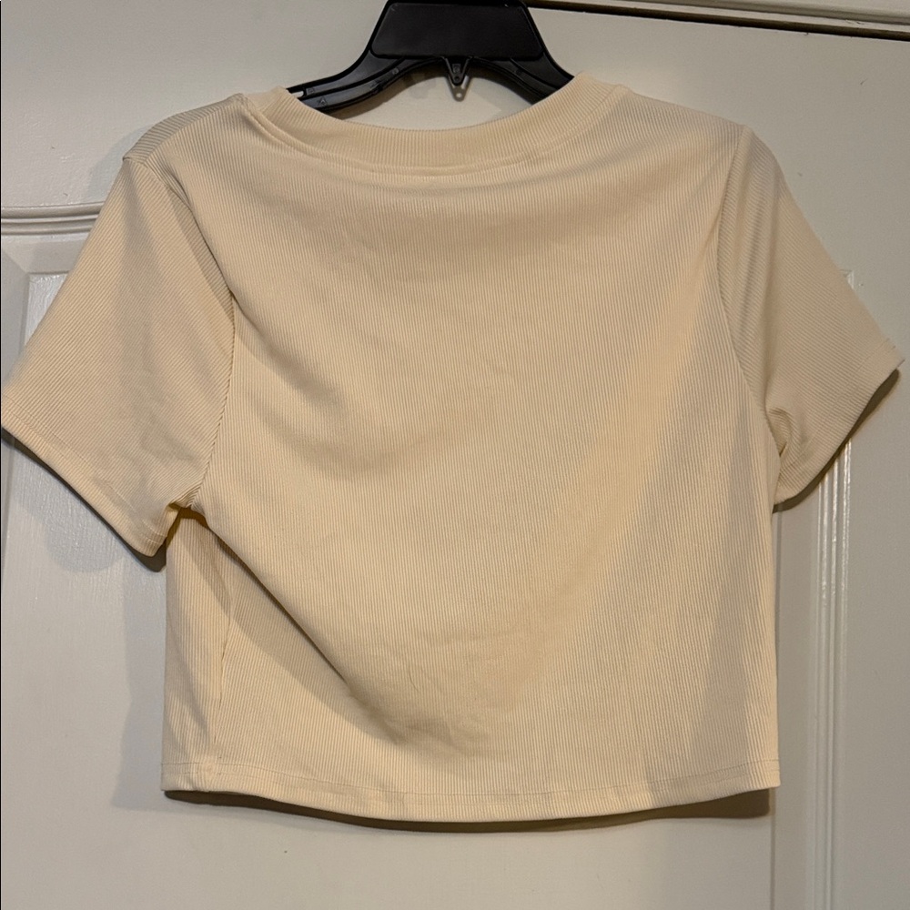 SHEIN Cream Ribbed Crop Top - Picture 4 of 6